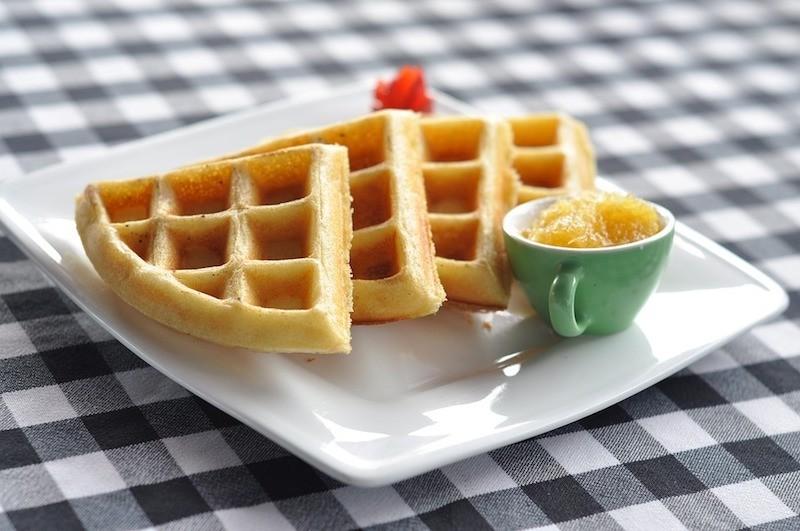 Triangle Belgian Waffles On Plate