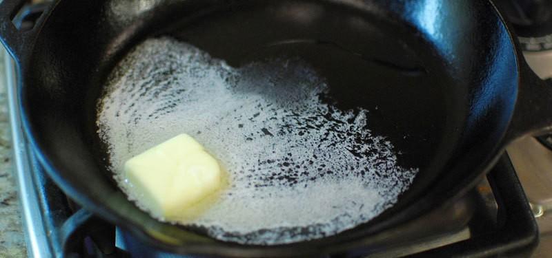 Cast Iron Pan Heated Butter
