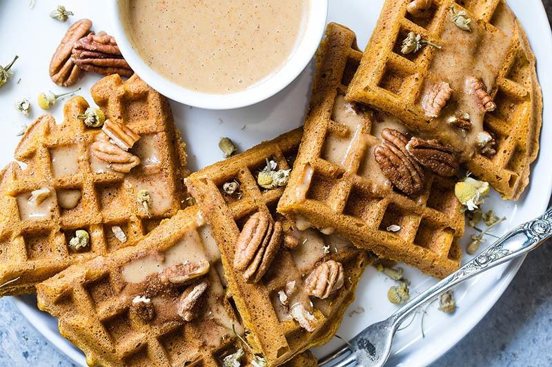 Pecan Waffles With Coffee